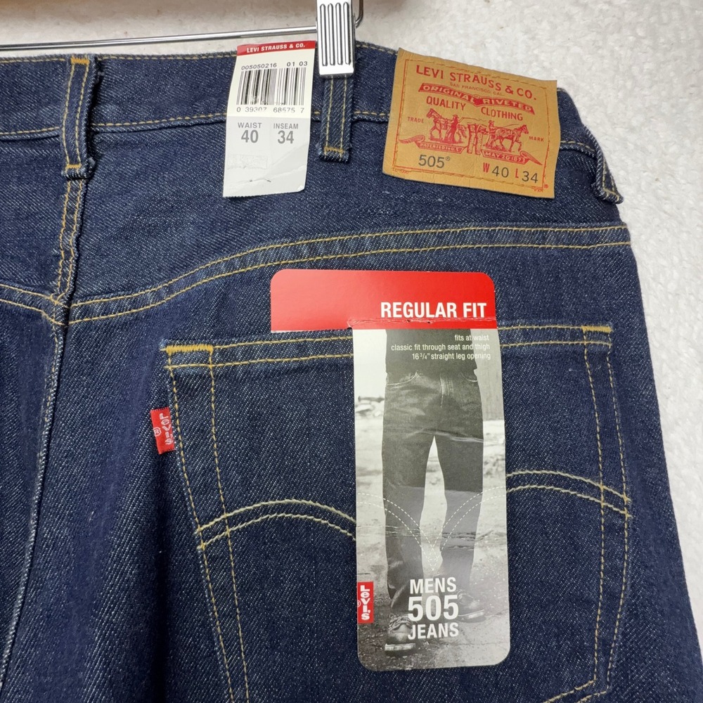 Levi's 505 Regular Fit Jeans Mens 40x34 Dark Wash Indigo 100% Cotton Canada NWT